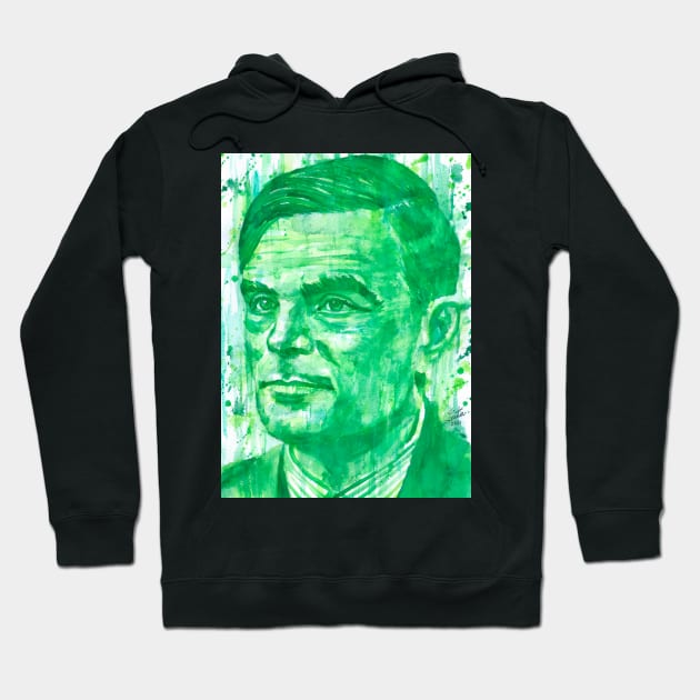 ALAN TURING watercolor portrait .1 Hoodie by lautir